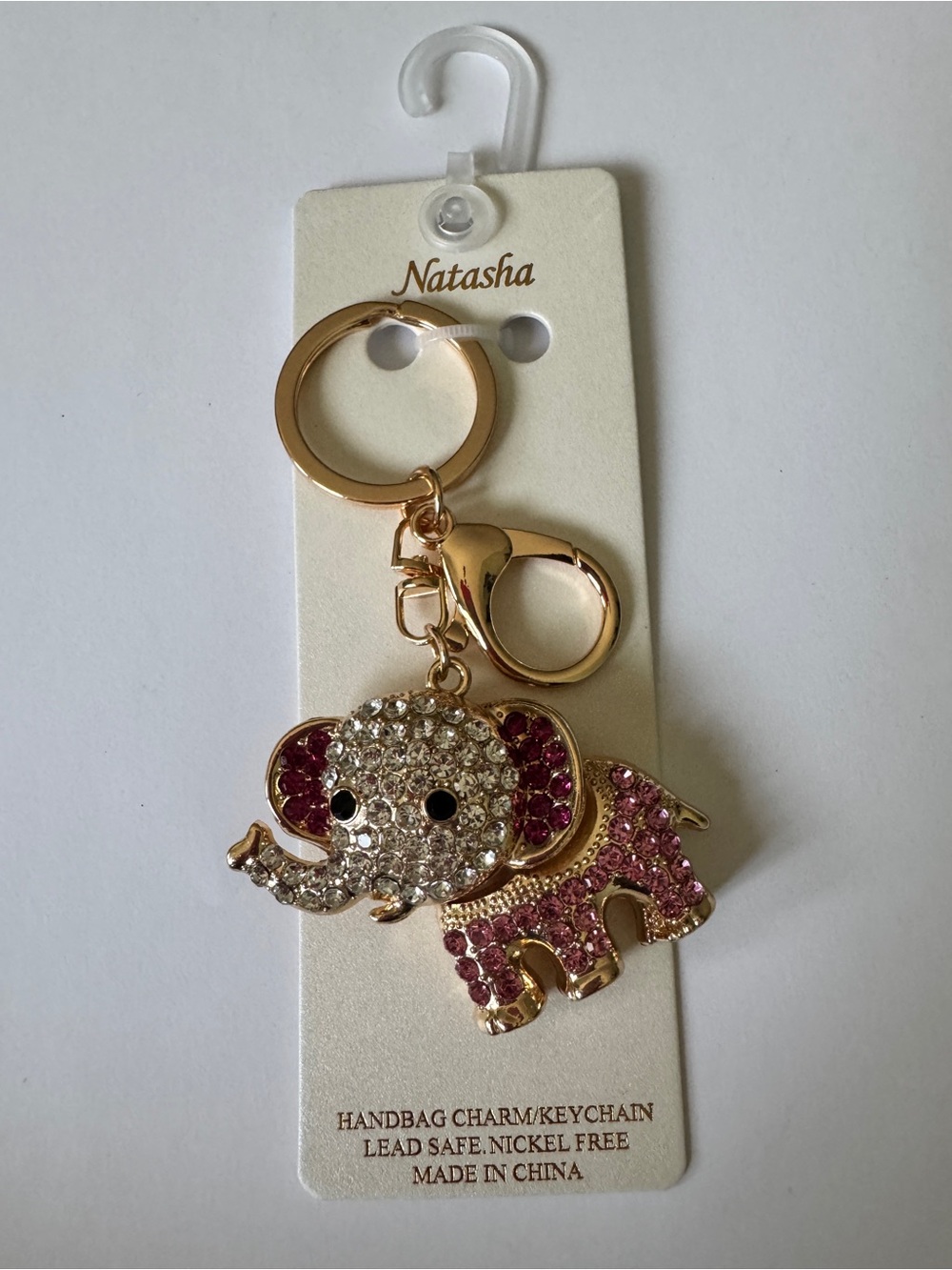 Natasha Couture Gold Elephant Charm Keychain